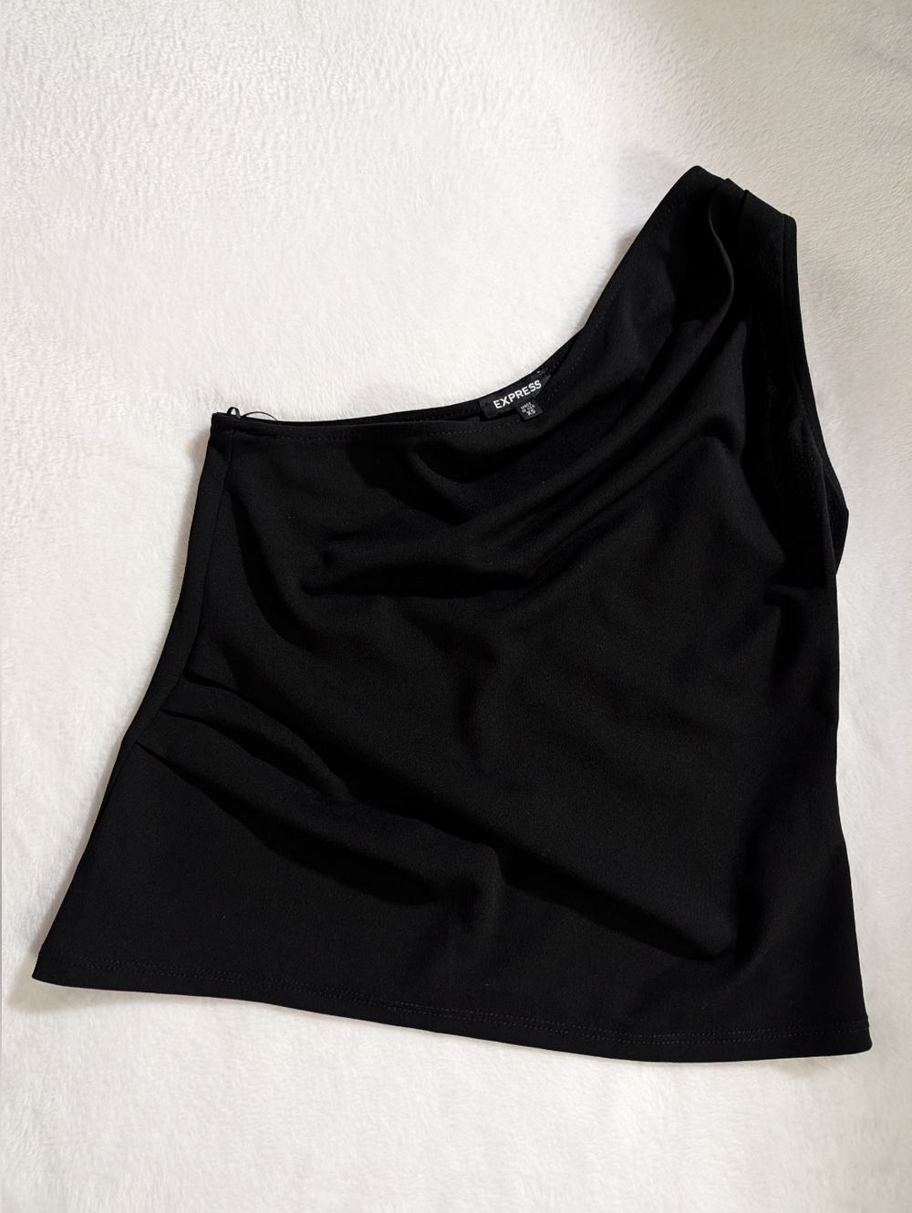 Express Black Asymmetric Off Shoulder Tank Top, Draped Sleeve & Waist, Size XS